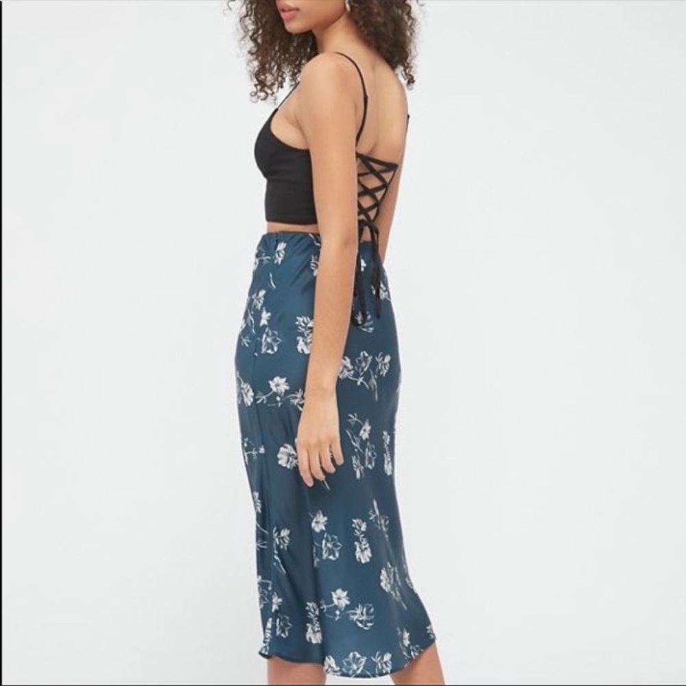 Urban Outfitters Floral Midi Satin Skirt